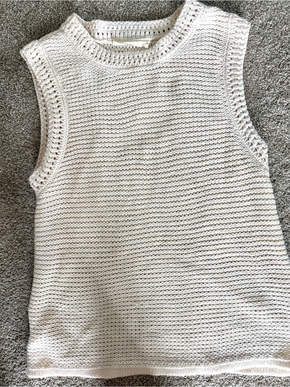 Everlane Cream Sleeveless Crew Knit Top
